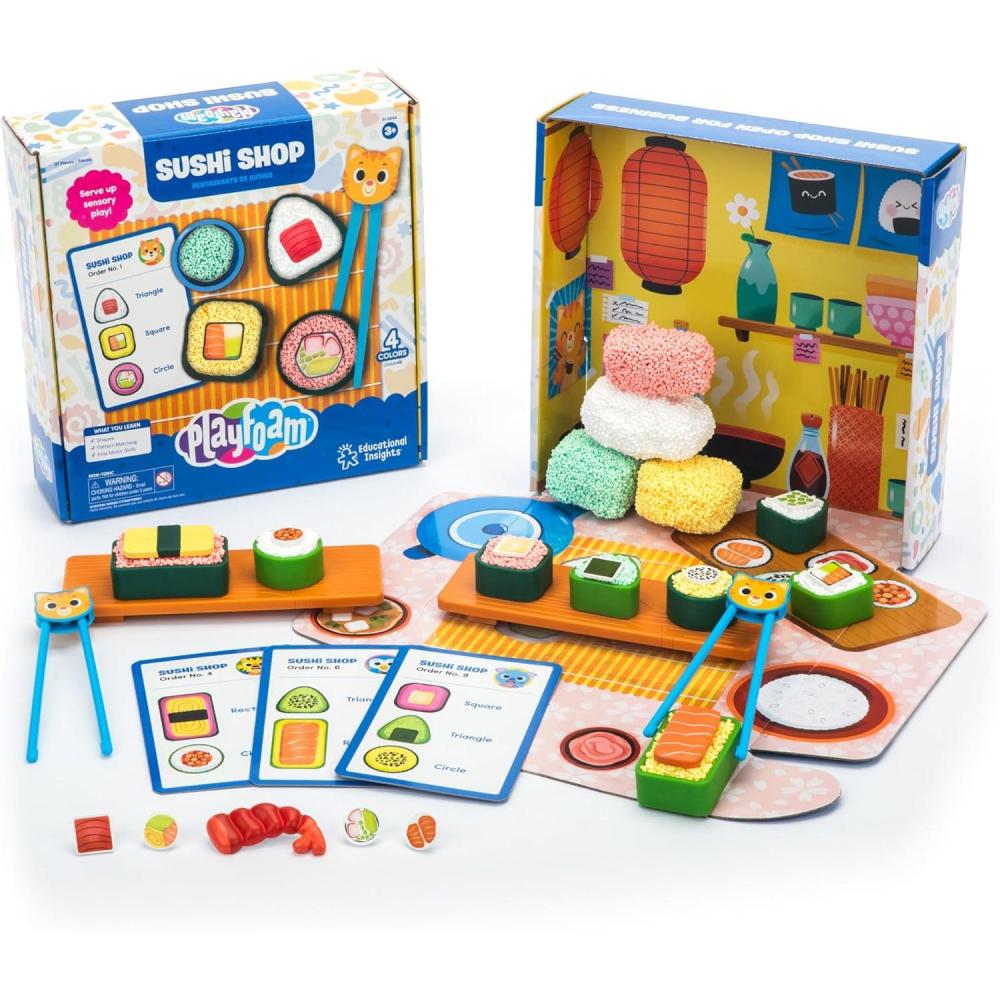 imageEducational Insights Playfoam Sushi Shop  Sensory Toys ampamp Fidget Toys for Kids Pretend Play Food Craft Kit Squishy Foam Non Sticky Dough ampamp Classroom Tools Gifts for Ages 3