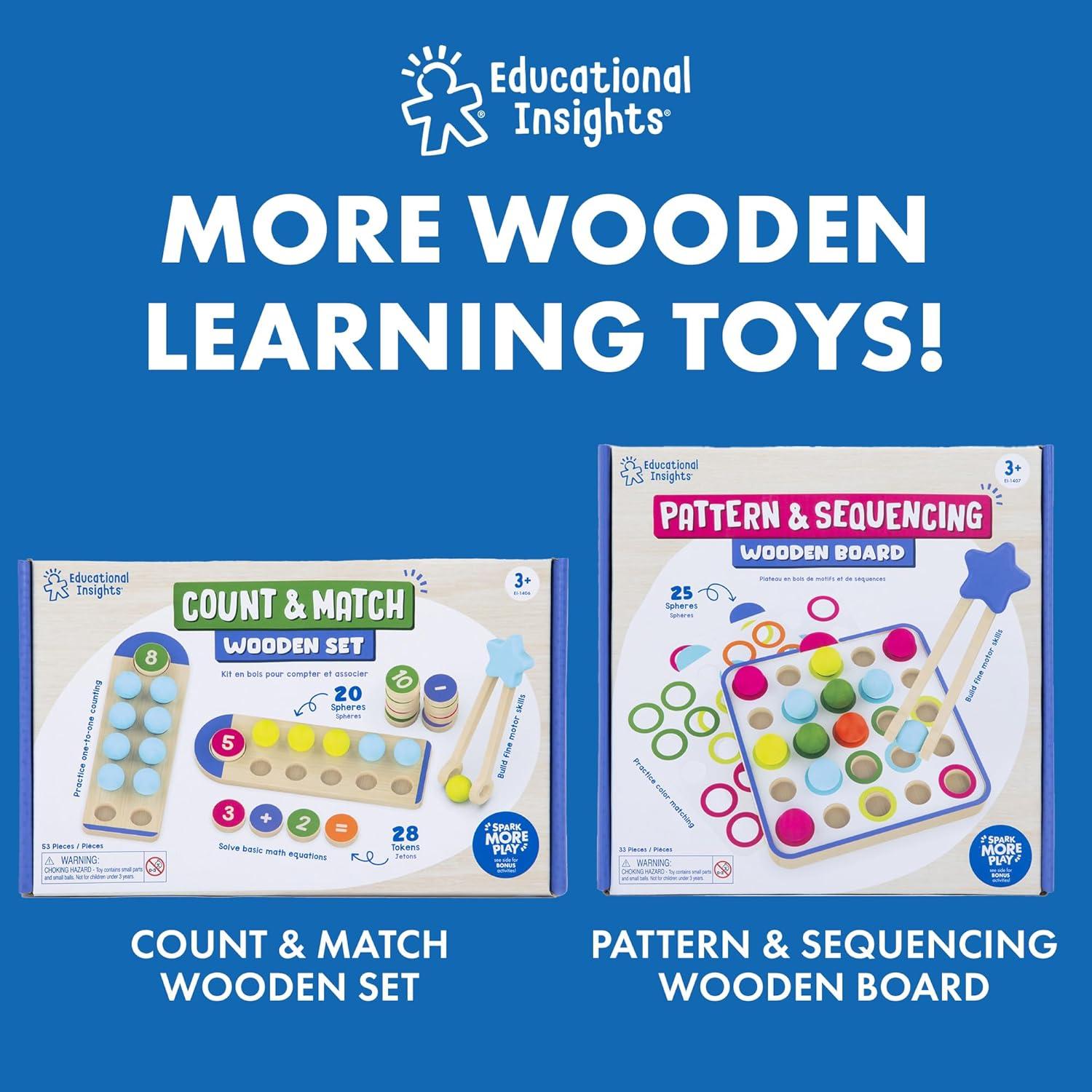 imageEducational Insights ABCs ampamp Letter Sounds Wooden Puzzle Alphabet Puzzles for Toddlers Preschool Montessori Toys Fine Motor Sets ampamp Games Learning Uppercase and Lowercase Letters for Kids Ages 3
