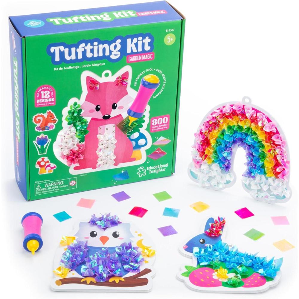 imageEducational Insights Tufting Kit  Arts and Crafts for Kids Ages 48 Poke in Art Kits for Girls and Boys DIY Toddler Craft Sets Pokein Fabric Supplies MessFree Kids Activity Kit Ideas