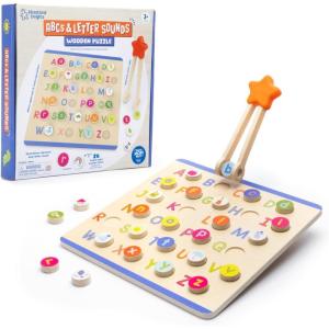 Educational Insights ABCs & Letter Sounds Wooden Puzzle – Alphabet Puzzles for Toddlers, Preschool Montessori Toys, Fine Motor Sets & Games, Learning Uppercase and Lowercase Letters for Kids Ages 3+
