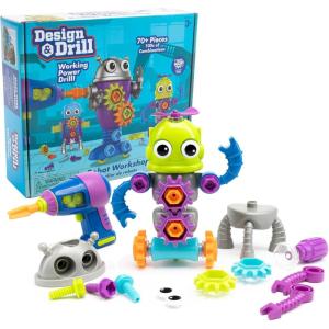 Educational Insights Design & Drill Robot Workshop – Construction Toys & Tools for Kids, Robot Toy Building Sets, Kids’ Tool Set with Real Electric Drill Toy, Take Apart STEM Set, Gifts for Ages 3+