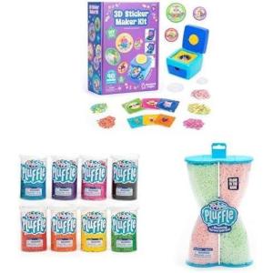 Educational Insights Sticker-Making Bundle – 3D Sticker Maker Kit, Pluffle Mini Tubes 8-Pack, and Pluffle Glow-in-The-Dark 2-Pack