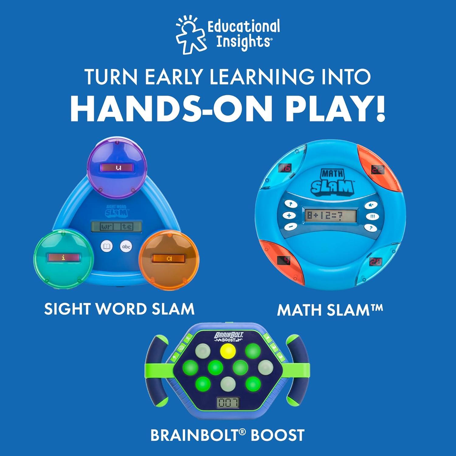 imageEducational Insights MathShark Electronic Math Games Addition Subtraction Division and Multiplication Game Handheld Games for Kids Interactive STEM Learning Tools for Ages 6