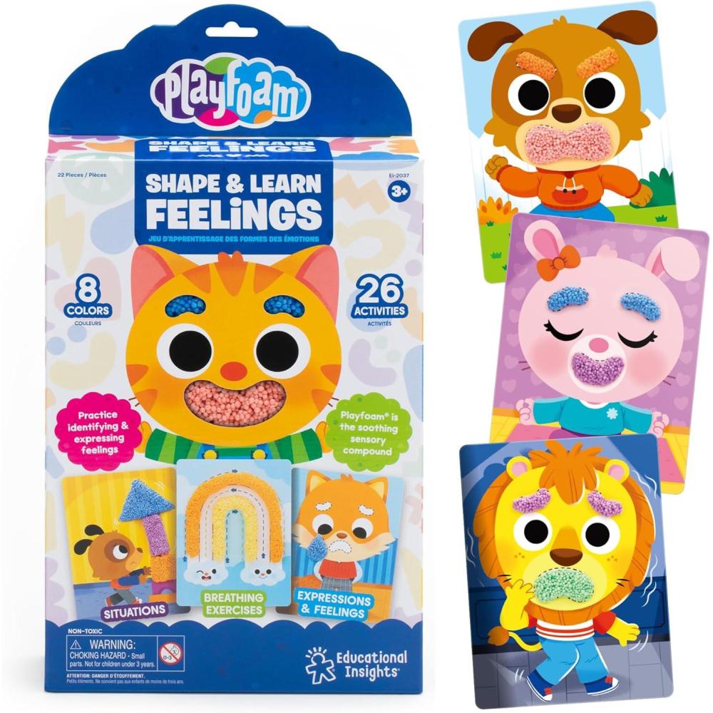 imageEducational Insights Playfoam Shape ampamp Learn Feelings  13 DoubleSided Activity Cards Preschool Learning Activities Montessori Learning Toys Gifts for Ages 3