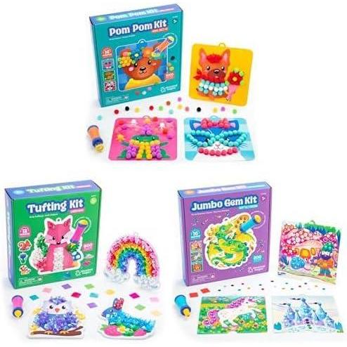 imageEducational Insights Pom Pom Kit Tufting Kit and Jumbo Gem Art Kit Set of 3 Art Kits