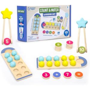 Educational Insights Count & Match Wooden Set – Counting Toys for Kids, Preschool Math Manipulatives & Fine Motor Skill Games, Toddler Learning Toys, Montessori Number Sets for Toddlers Ages 3+
