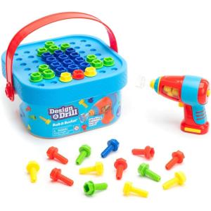 Educational Insights Design & Drill Bolt-It Bucket – Construction Toys & Toddler Tools, Kids Tool Set with Real Electric Drill Toy, Take Apart STEM Set, Building Kits and Gifts for Ages 3+(Bolt-It Bucket)