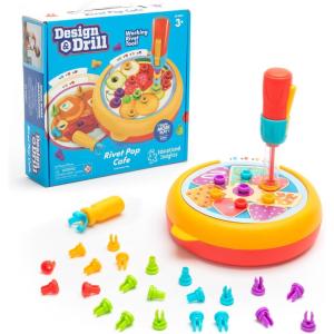 Educational Insights Design & Drill Rivet Pop Cafe – Toddler STEM Toys, Occupational Therapy Games and Construction Toy Tools, Color Matching Activities for Kids, Fine Motor Toys for Toddlers 3-4