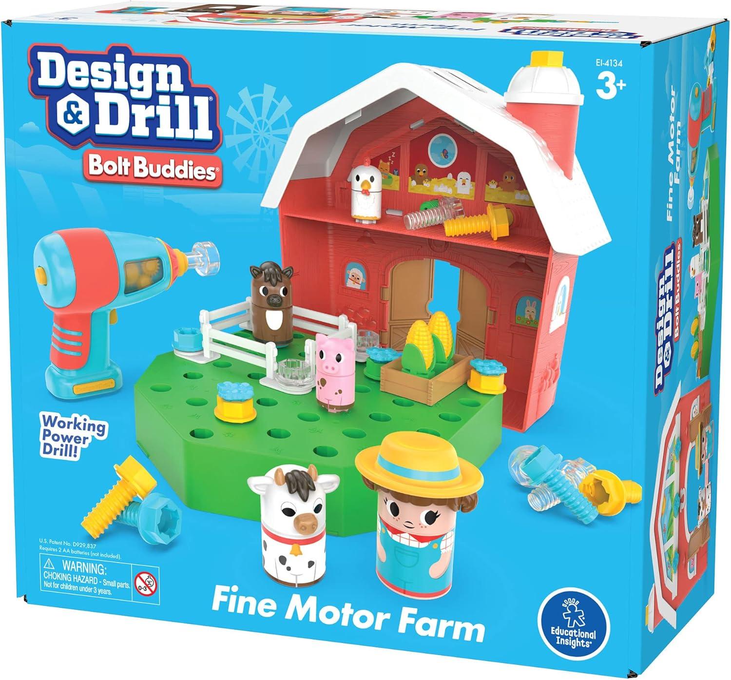 imageEducational Insights Design ampamp Drill Bolt Buddies Barn Construction Toys ampamp Tools for Kids Take Apart STEM Set with Real Electric Toy Drill Pretend Play Building Kit Gifts for Toddlers Ages 3