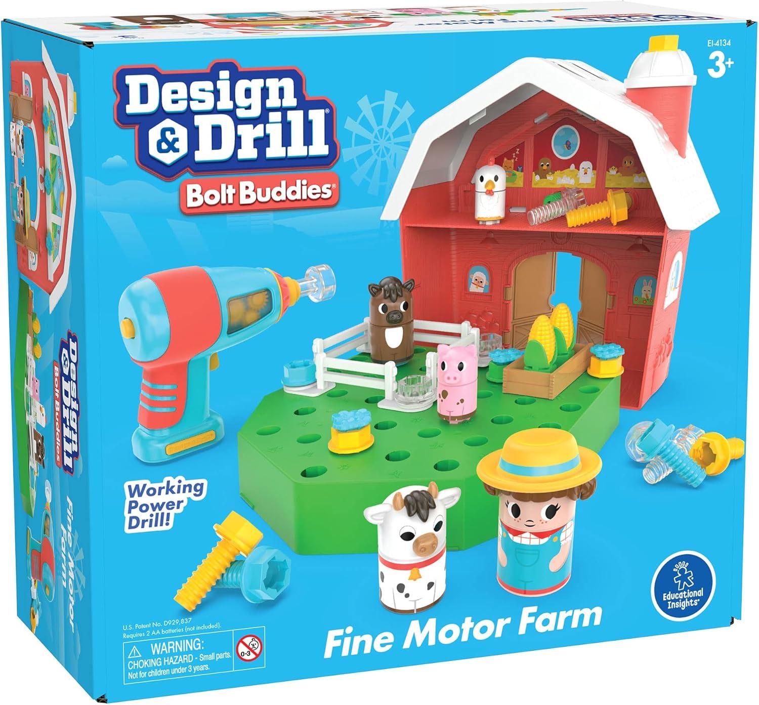 imageEducational Insights Design ampamp Drill Bolt Buddies Barn Construction Toys ampamp Tools for Kids Take Apart STEM Set with Real Electric Toy Drill Pretend Play Building Kit Gifts for Toddlers Ages 3
