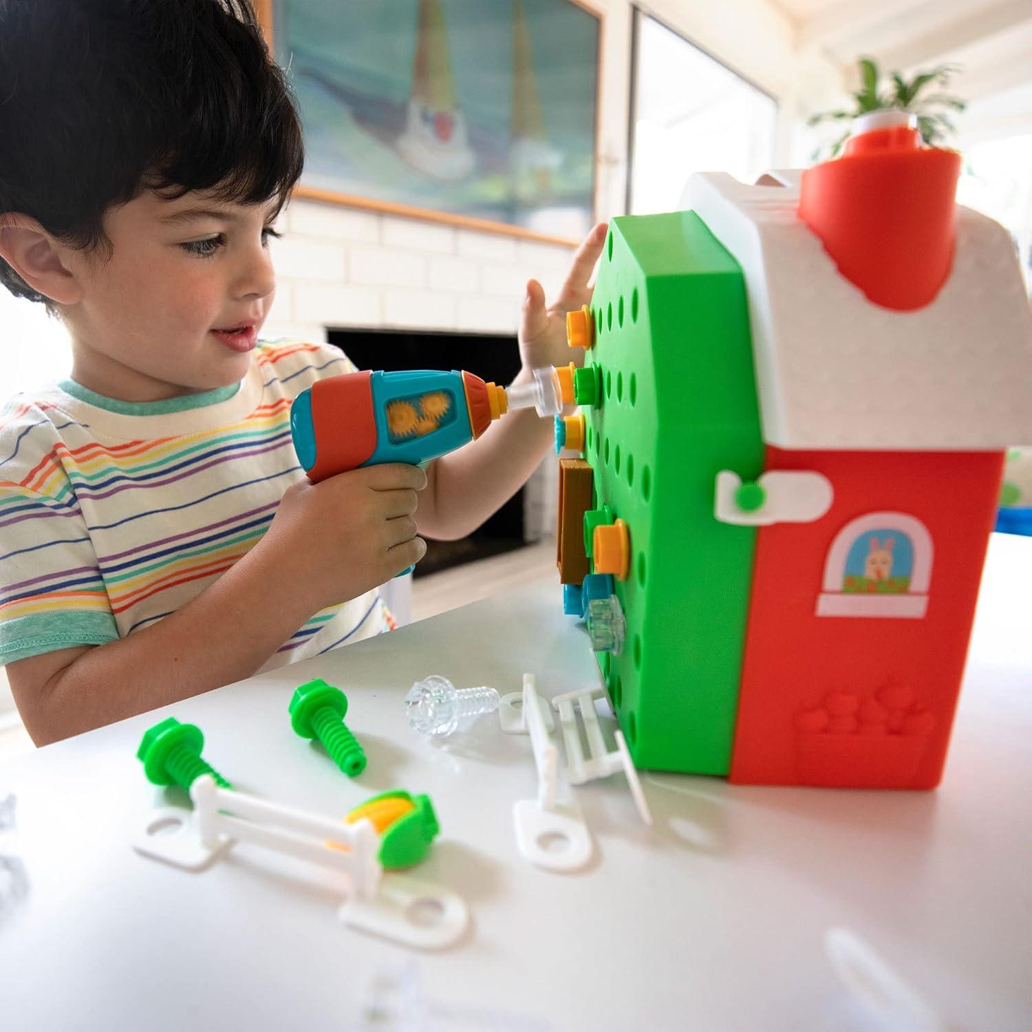 imageEducational Insights Design ampamp Drill Bolt Buddies Barn Construction Toys ampamp Tools for Kids Take Apart STEM Set with Real Electric Toy Drill Pretend Play Building Kit Gifts for Toddlers Ages 3