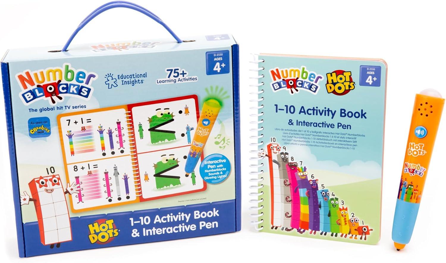 imageEducational Insights Hot Dots Numberblocks Workbook Numbers 110 with Interactive Pen 75 Activities Gift for Kids Ages 4Numberblocks