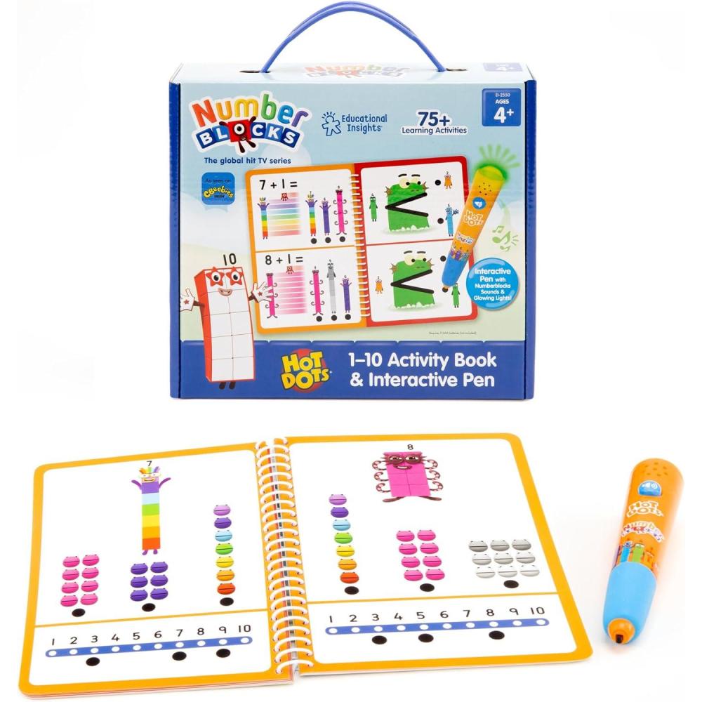 imageEducational Insights Hot Dots Numberblocks Workbook Numbers 110 with Interactive Pen 75 Activities Gift for Kids Ages 4Numberblocks