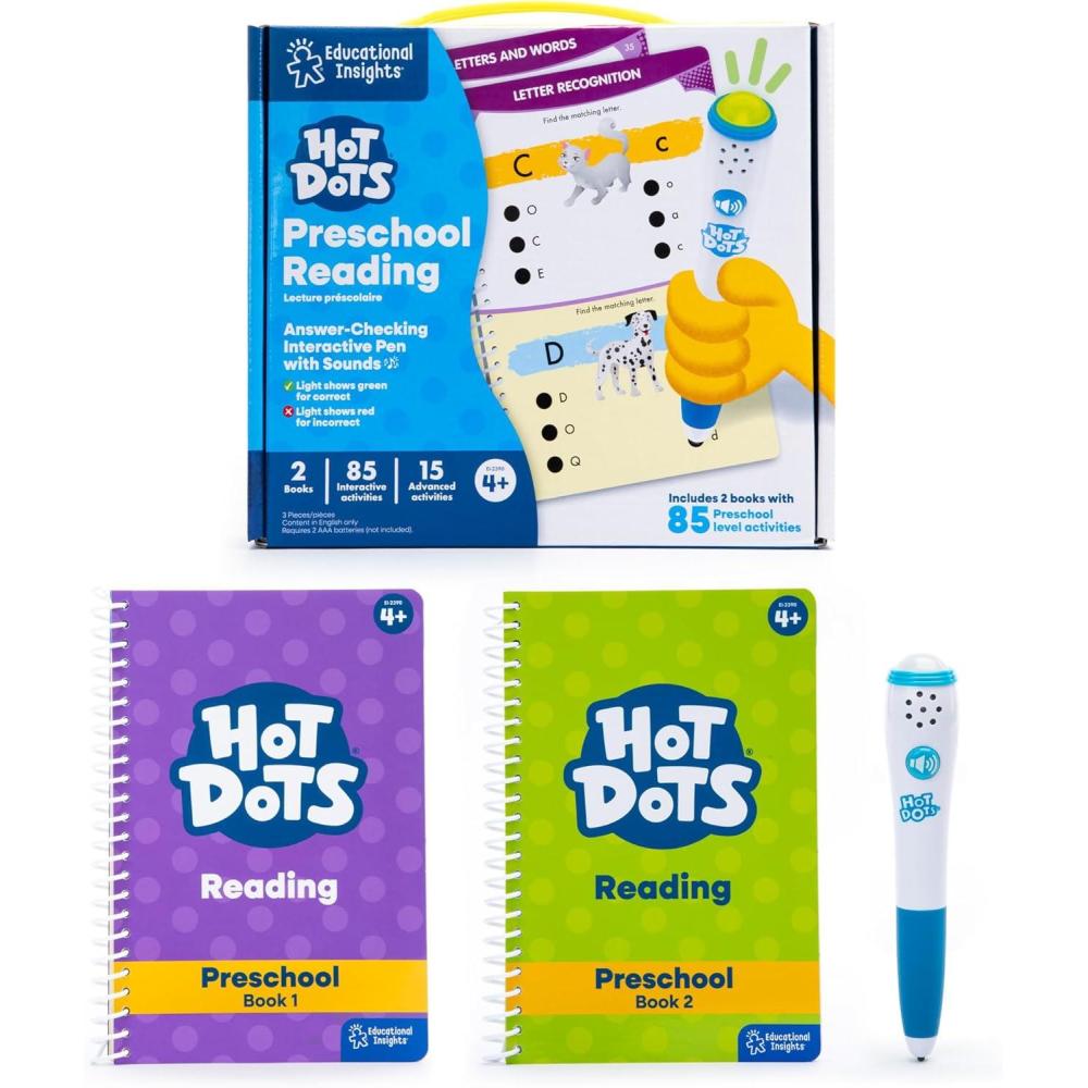 imageEducational Insights Hot Dots Preschool Reading Set Preschool Workbooks with Interactive Pen Homeschool Learning Activities Learn to Read Activity Books for Kids Ages 4Printed Book