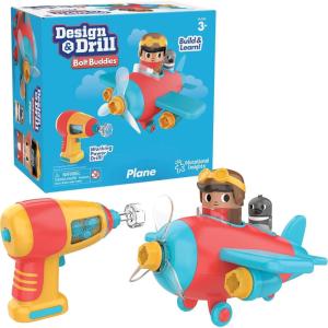 Educational Insights Design & Drill Bolt Buddies Plane – Construction Toys & Toddler Tools, Kids Tool Set with Real Electric Drill Toy, Take Apart STEM Set, Building Kits and Gifts for Ages 3+