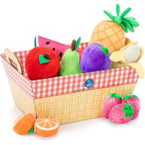 Educational Insights Plush Fruit Basket 12-Piece Set, Pretend Play Food, Early-Learning Skills, Ages 2+(Fruit Basket)