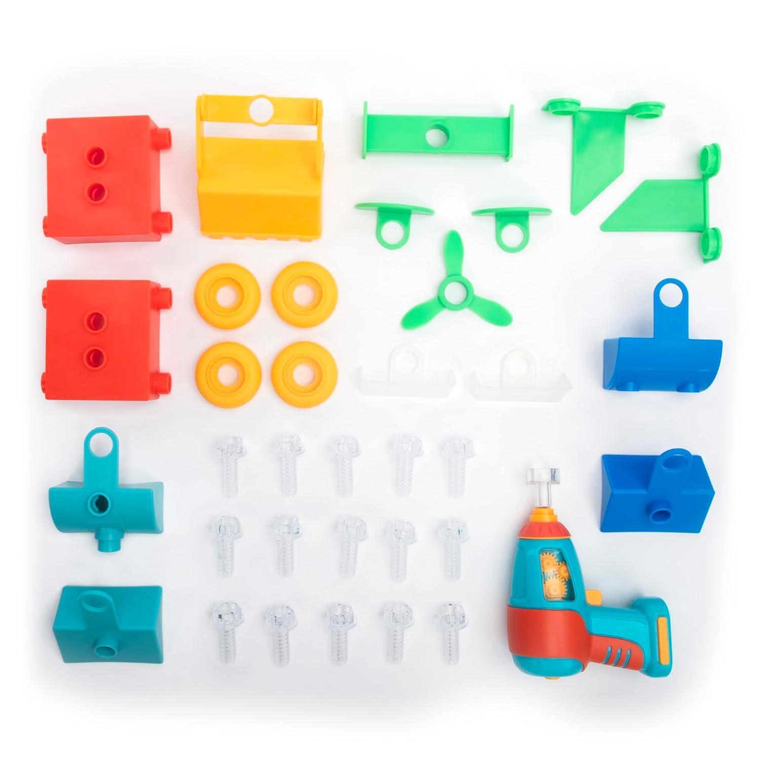 imageEducational Insights Design ampamp Drill BuildIt Bucket with Electric Drill Toy 41 Pieces Preschool STEM Toy Gifts For Boys ampamp Girls Ages 3