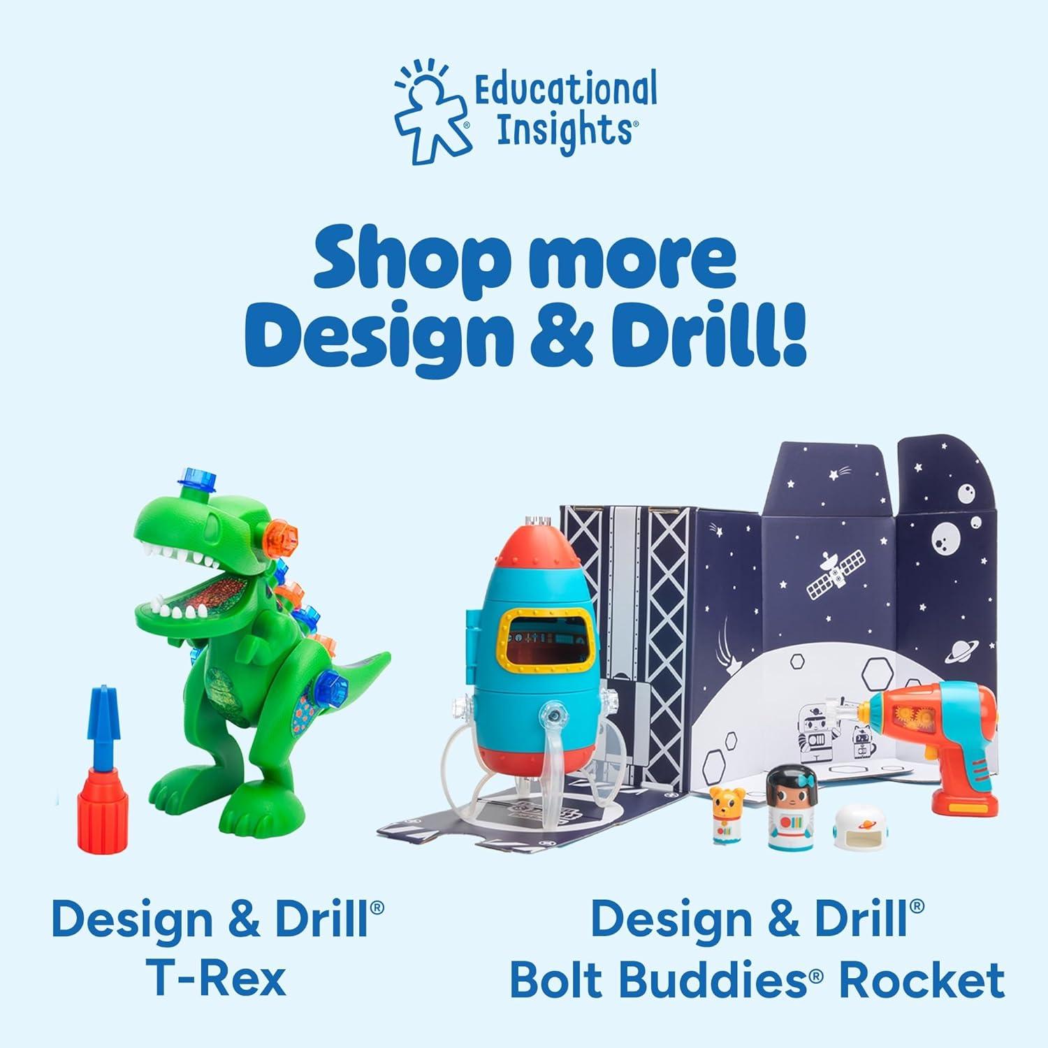 imageEducational Insights Design ampamp Drill BuildIt Bucket with Electric Drill Toy 41 Pieces Preschool STEM Toy Gifts For Boys ampamp Girls Ages 3