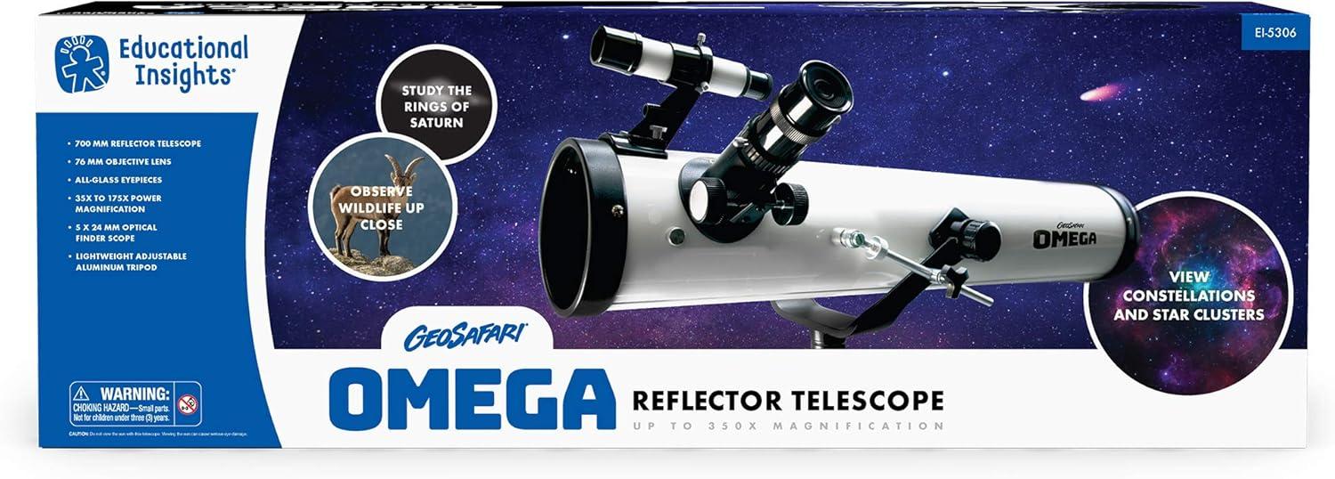 imageEducational Insights GeoSafari Omega Reflector Telescope Portable Telescope for Kids Teens ampamp Adults Supports STEM Learning Great to Explore Space Moon ampamp Stars Gift for Boys ampamp Girls Ages 8