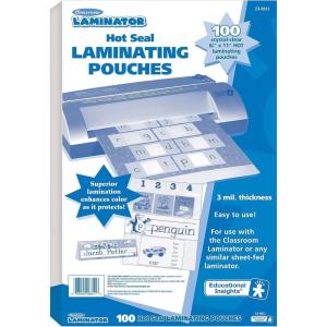 Educational Insights Classroom Laminator 8.5″ X 11″ Hot Laminating Pouches, (100 pieces)