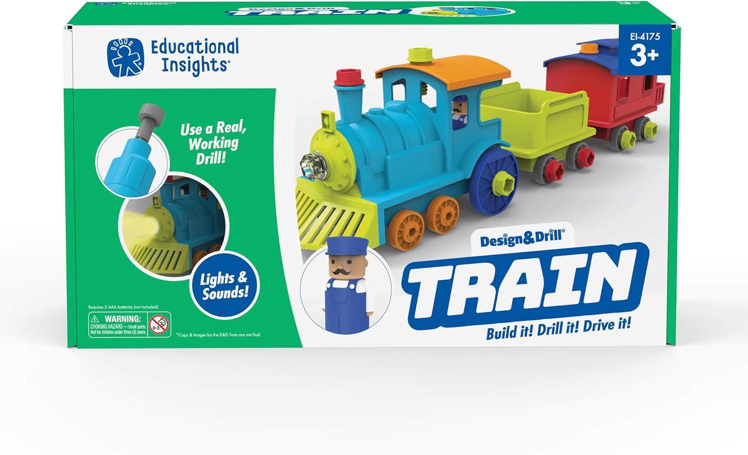 imageEducational Insights Design ampamp Drill All Aboard Train 30 Piece Take Apart Toy with Electric Drill Toy STEM Toy Gift for Boys ampamp Girls Ages 3
