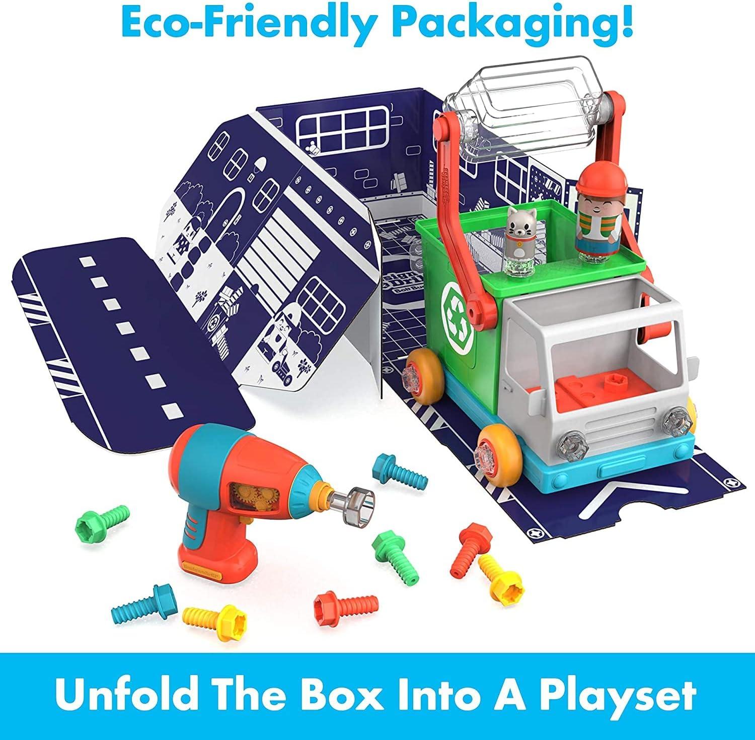 imageEducational Insights Design ampamp Drill Bolt Buddies Recycling Truck Construction Toys ampamp Toddler Tools Kids Tool Set with Real Electric Drill Toy Take Apart STEM Set Building Kit ampamp Gift for Ages 3Recycle Truck