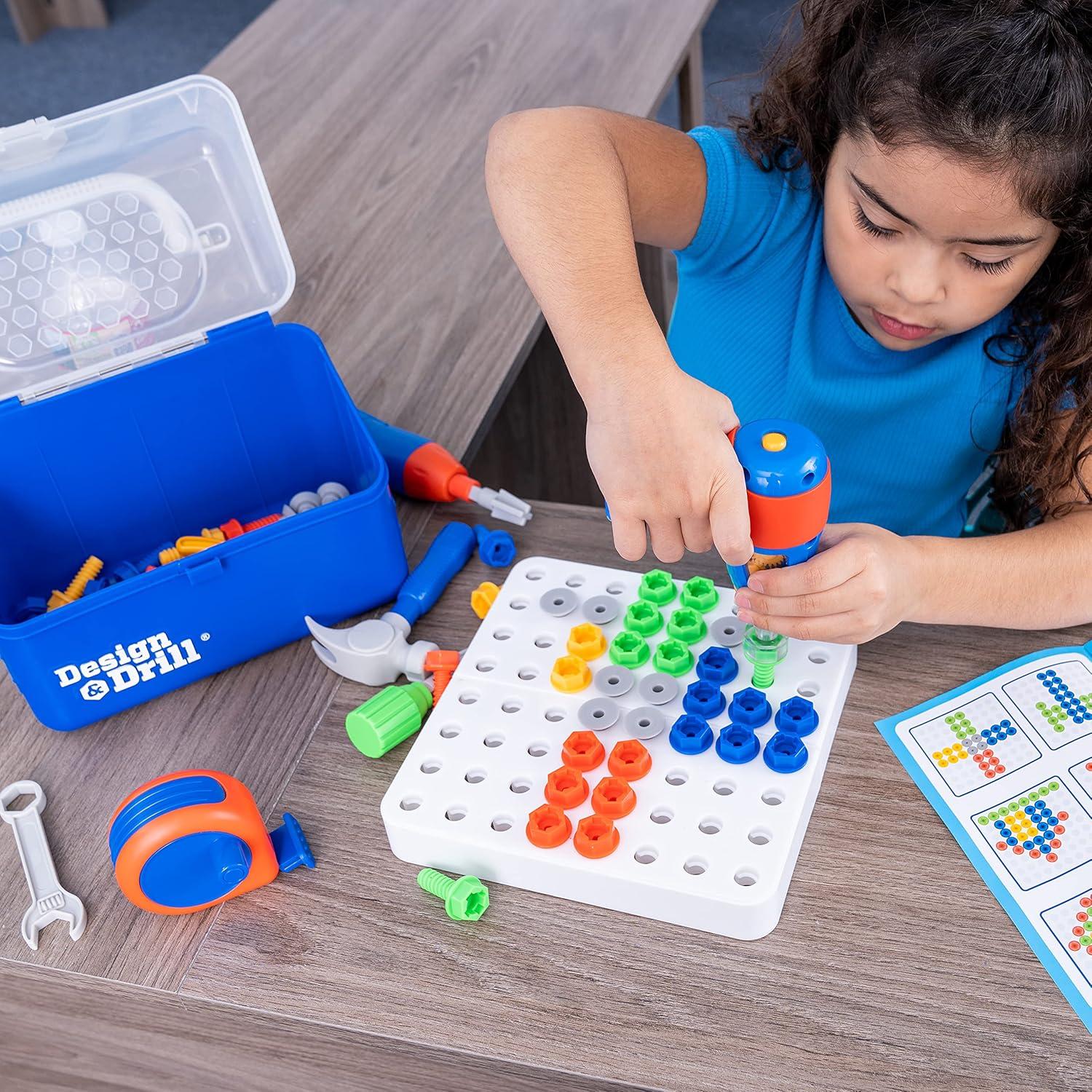 imageEducational Insights Design ampamp Drill Toolbox Construction Toys ampamp Toddler Tools Kids Tool Set with Real Electric Drill Toy Kids Tool Box Toddler Building Toys for Girls and Boys Ages 3