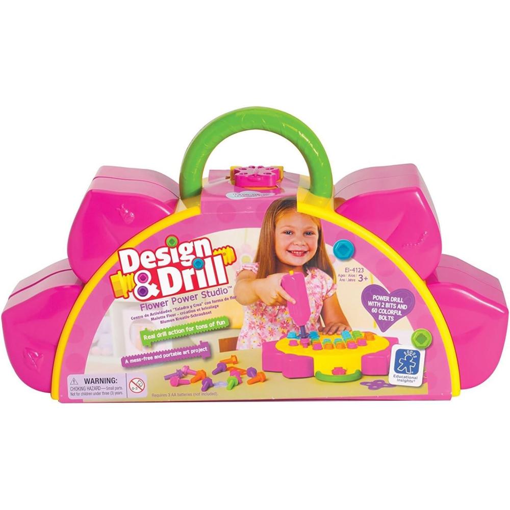 imageEducational Insights Design ampamp Drill Flower Power Studio Drill Toy 70 Piece Set Perfect for Boys ampamp Girls Ages 3 Medium