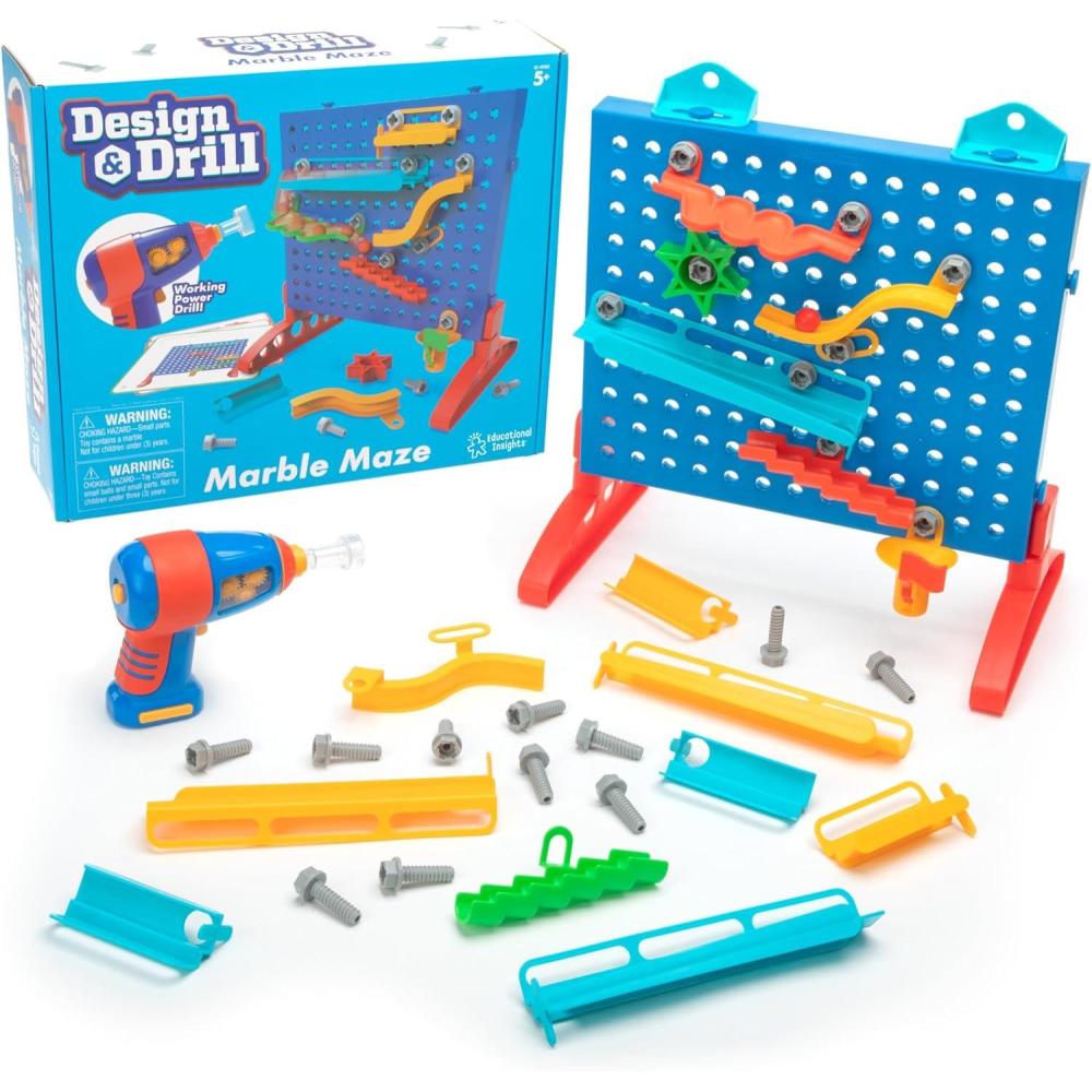 imageEducational Insights Design ampamp Drill Marble Maze  STEM Building Toys for Kids Marble Run Set with Electric Drill Toy STEM Toys ampamp Physics Games Gifts for Boys and Girls Ages 5