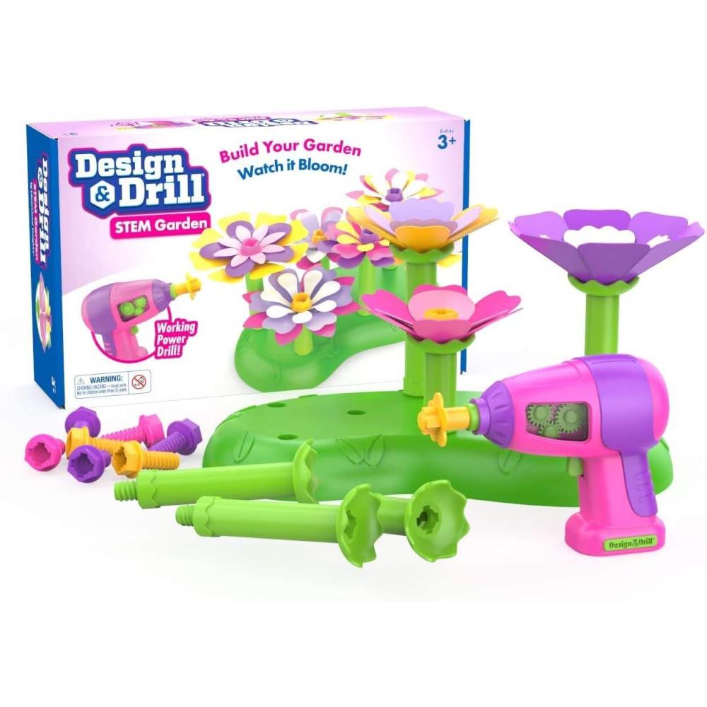 imageEducational Insights Design ampamp Drill STEM Garden Flower Building Drill Toy 37 Piece Set
