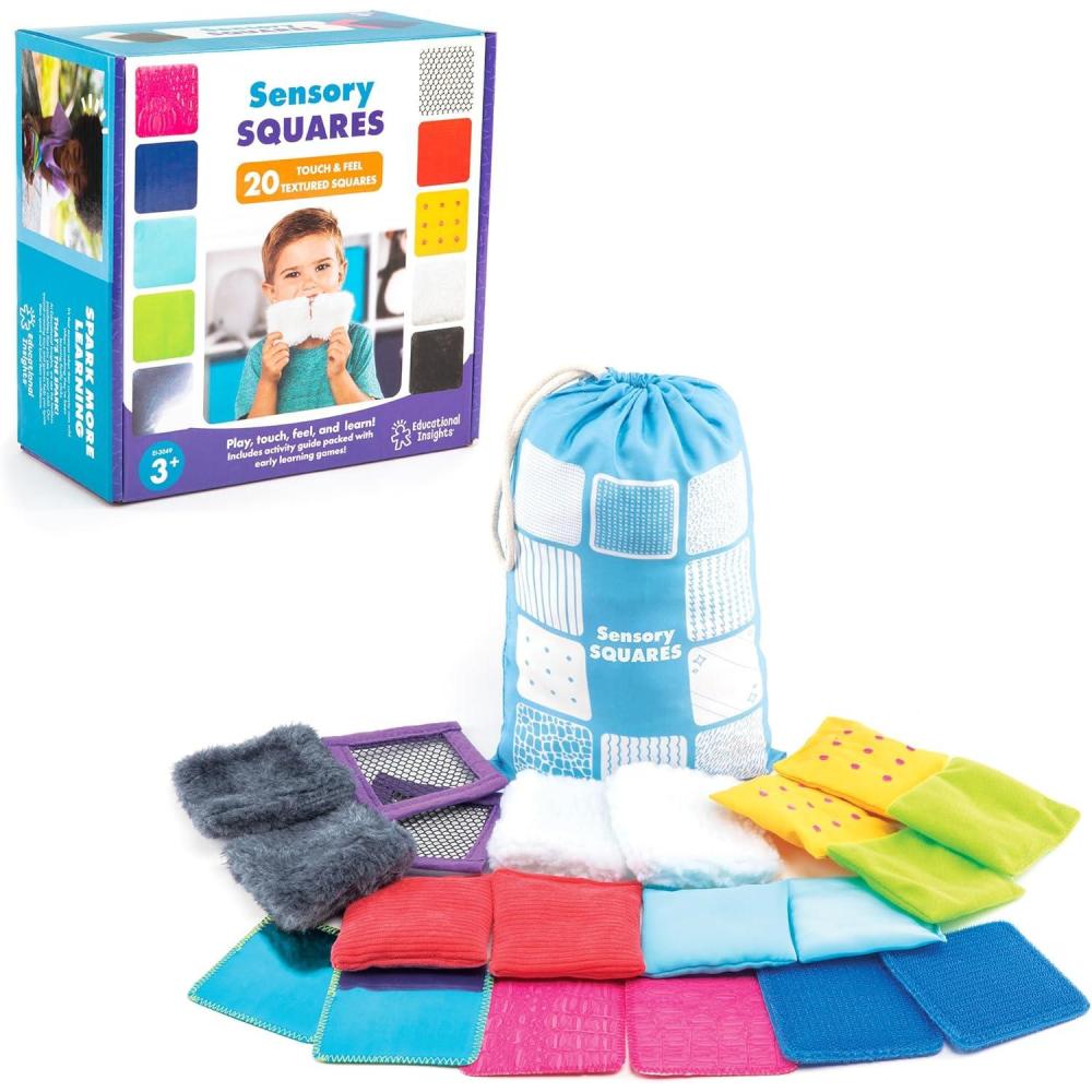 imageEducational Insights Sensory Squares  Sensory Toys for Toddlers Textured Bean Bags for Classroom Toddler Classroom Must Haves Preschool and Kindergarten Learning Materials for Kids AgesTexture Squares