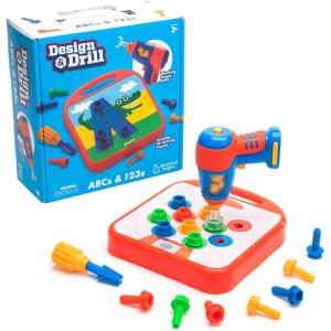 Educational Insights Design & Drill ABCs & 123s – Construction Toys & Toddler Tools, Kids Tool Set with Real Electric Drill Toy, Preschool Learning Activities, Building Kits and Gifts for Ages 3+(ABCs)