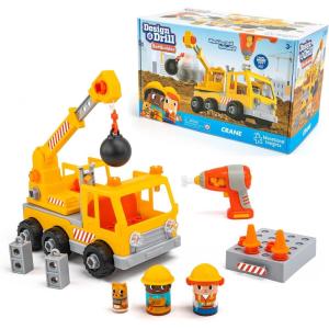 Educational Insights Design & Drill Bolt Buddies Crane Take Apart Toy with Electric Toy Drill, Preschool STEM Toy, Boys & Girls Ages 3+, Medium