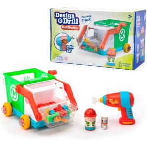 Educational Insights Design & Drill Bolt Buddies Recycling Truck – Construction Toys & Toddler Tools, Kids Tool Set with Real Electric Drill Toy, Take Apart STEM Set, Building Kit & Gift for Ages 3+(Recycle Truck)