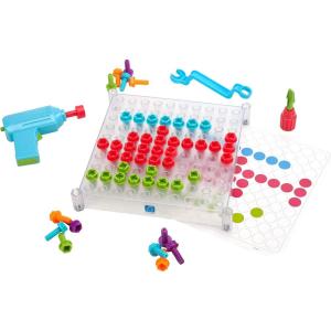 Educational Insights Design & Drill See-Through Creative Workshop – Construction Toys & Toddler Tools, Kids Tool Set with Real Electric Drill Toy, Take Apart Set, Toddler Building Toys for Ages 3+