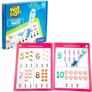 Educational Insights Hot Dots Let’s Learn Pre-K Math – Preschool Math Workbook to Learn Counting & Colors with Interactive Activities, Classroom Essentials, Ages 3+