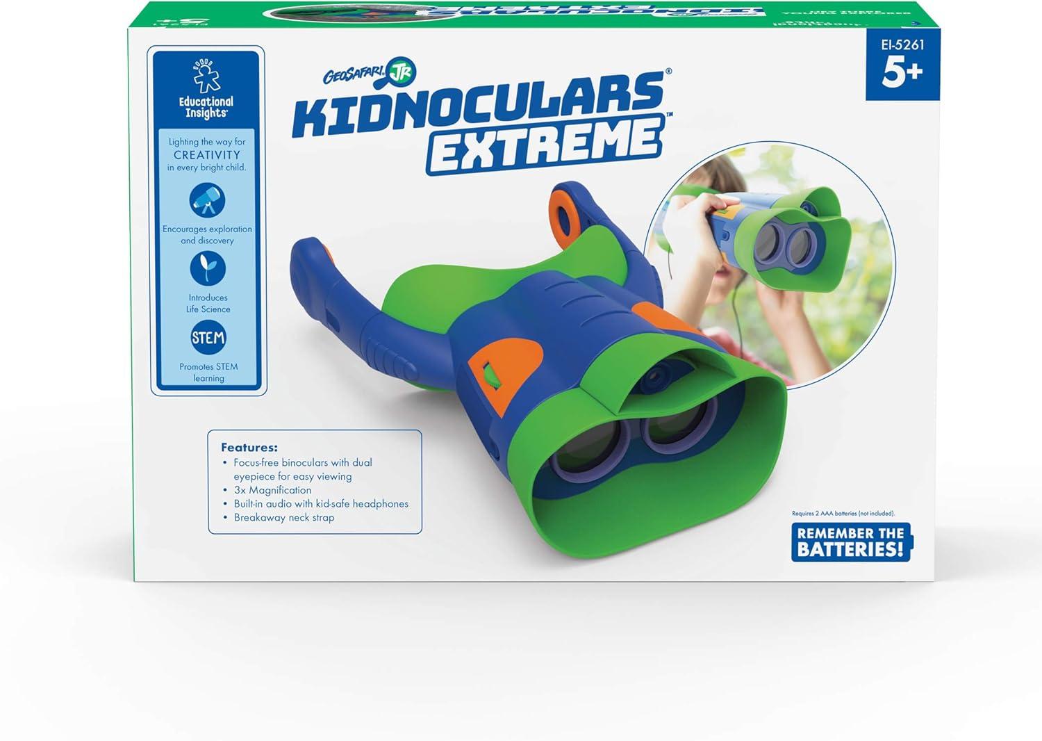 imageEducational Insights GeoSafari Jr Kidnoculars Extreme Kids Binoculars With Audio Perfect Outdoor Toy For Ages 5