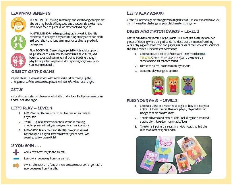 imageEducational Insights My First Game Critters Closet First Memory Game Toddler Toys Ages 3