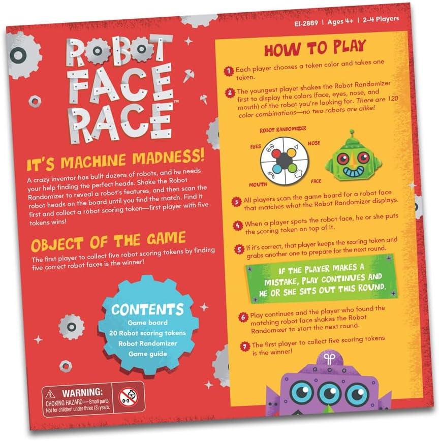 imageEducational Insights Robot Face Race Fast Paced Color Recognition Matching Game for 24 Players AwardWinning Fun Family Board Game for Kids Ages 4