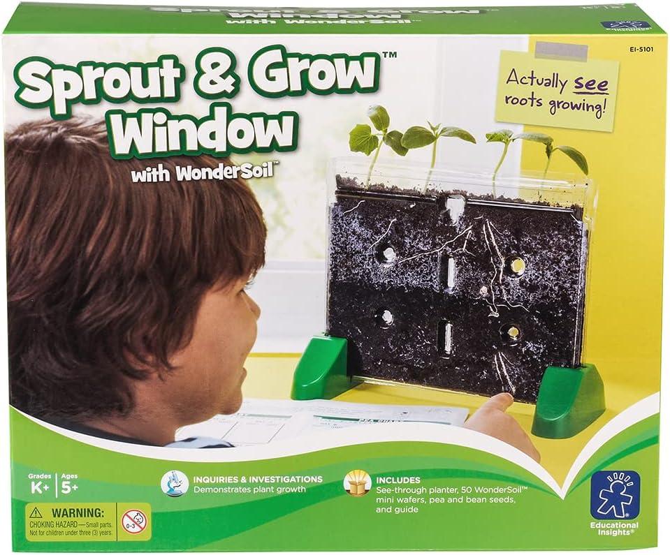 imageEducational Insights Sprout ampamp Grow Window SeeThrough Sprouts Growing Kit Kids Gardening Set Starter Science Kits for Kids Root Viewer Interactive Homeschool or Classroom Planter Ages 5