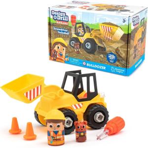 Educational Insights Design & Drill Bolt Buddies Bulldozer – Construction Toys & Toddler Tools, Kids Tool Set with Real Electric Drill Toy, Take Apart STEM Set, Building Kit & Gift for Ages 3+(One Size)