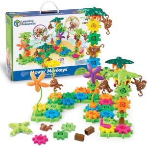 Learning Resources Gears! Gears! Gears! Space Explorers Building Set – 77 pieces, Ages 4+, STEM Activities, Fine Motor Skills, Toddler Explorer Kit, Science and Construction, Boys and Girls Gifts(Movin’ Monkeys)
