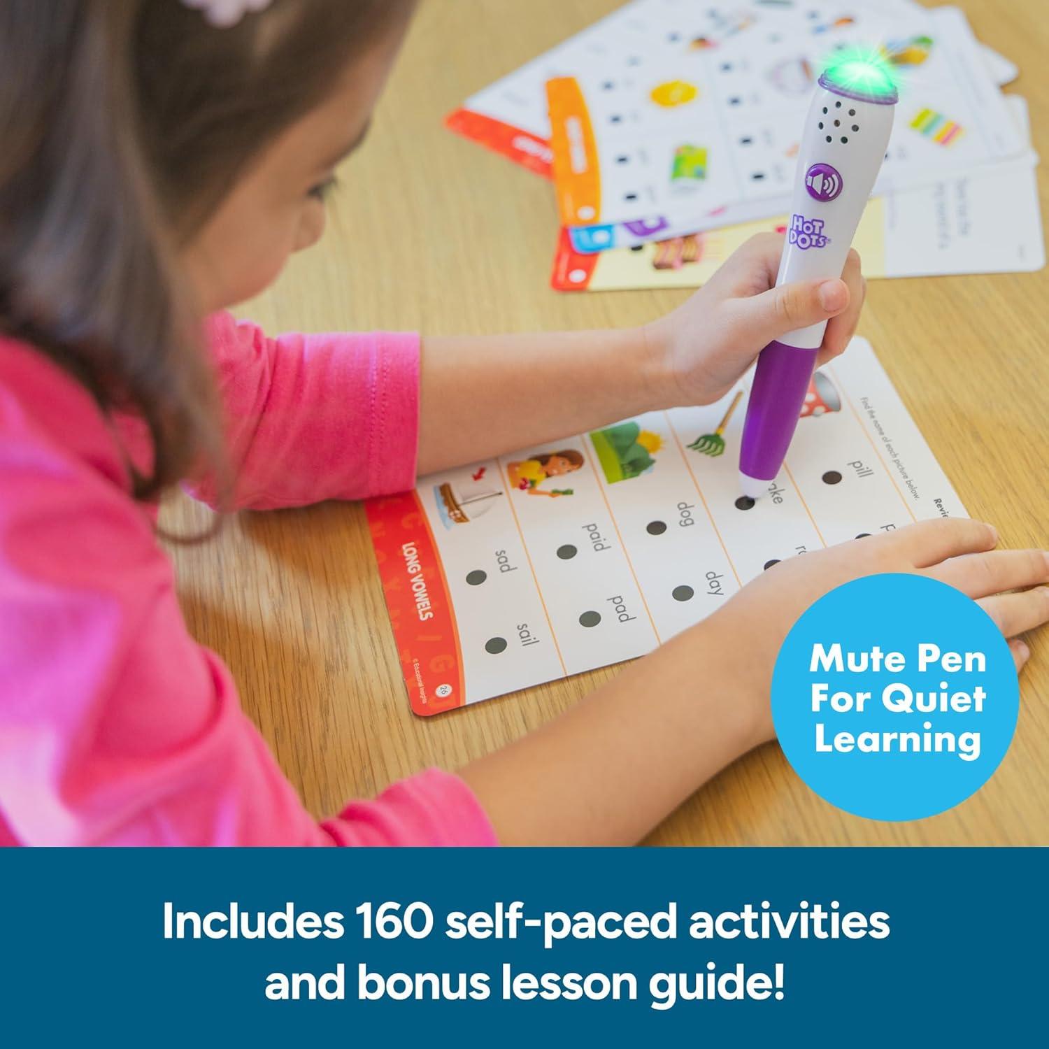 imageEducational Insights Hot Dots Phonics Fun Set Preschool and Kindergarten Flash Cards Compatible with Interactive Pen Preschool Learning Activities Learn to Read Activity for Kids Ages 3