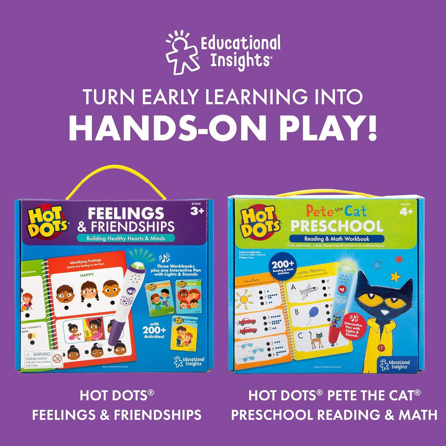 imageEducational Insights Hot Dots Preschool Essentials Reading ampamp Math Workbook Preschool Workbooks with Interactive Pen Homeschool Learning Books Build Toddler Reading ampamp Math Skills Ages 4