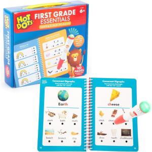 Educational Insights Hot Dots First Grade Essentials: Reading & Math Workbook – 1st Grade Workbooks with Interactive Pen, Homeschool Learning Activities, Build Reading Fluency and Math Skills, Ages 6+