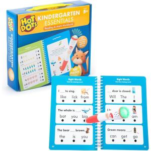 Educational Insights Hot Dots Kindergarten Essentials: Reading & Math Workbook – Kindergarten Workbooks with Interactive Pen, Homeschool Learning Books, Build Reading Fluency and Math Skills, Ages 5+(Medium)