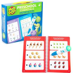 Educational Insights Hot Dots Preschool Essentials: Reading & Math Workbook – Preschool Workbooks with Interactive Pen, Homeschool Learning Books, Build Toddler Reading & Math Skills, Ages 4+