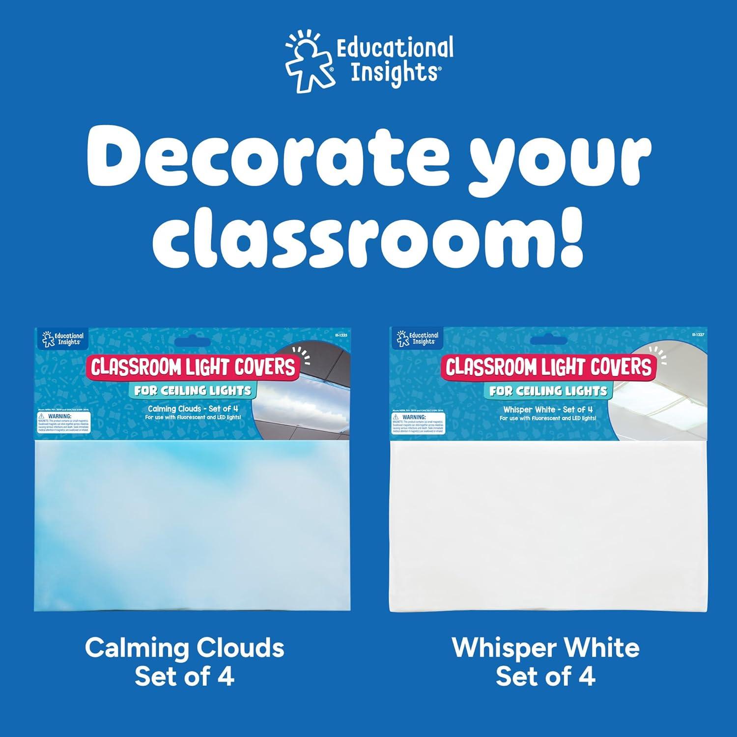 image:imageEducational Insights Mini Square Fluorescent Light Covers 4Pack Tranquil Blue Ceiling Light Filters for Classroom Office amp Home Overhead LED Shades Calming Sensory Fixtures amp Teacher EssentialsTranquil Blue