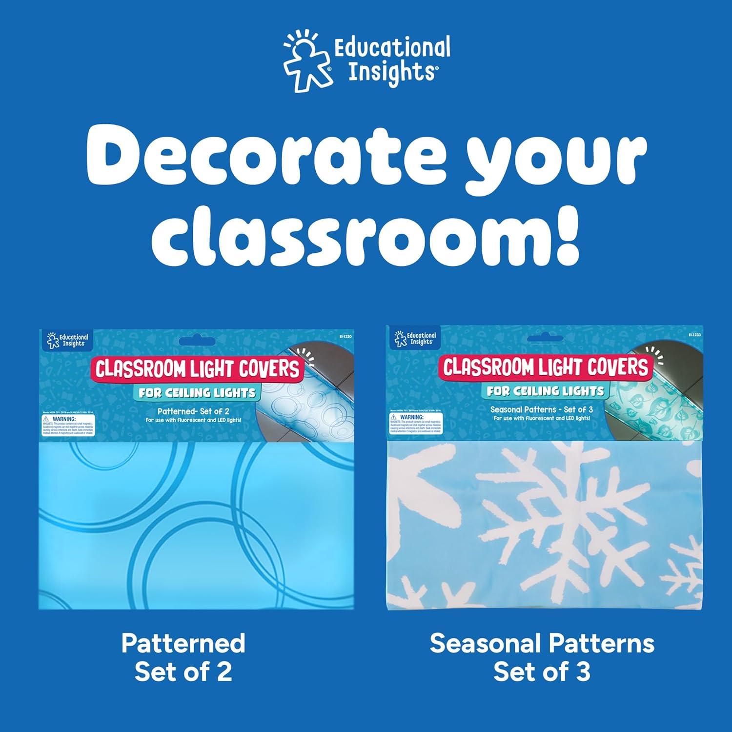 image:imageEducational Insights The Original Fluorescent Light Covers 4Pack Tranquil Blue Ceiling Light Filters for Classroom Office amp Home Overhead LED Shades Calming Sensory Fixture amp Teacher EssentialsWhisper White