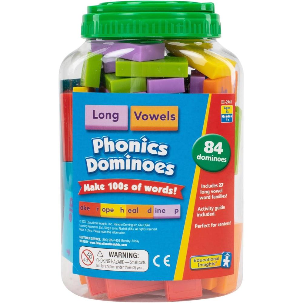 image:imageEducational Insights Phonics Dominoes Short Vowels Manipulative for Classroom amp Home Set of 84 Dominoes in 6 Colors Ages 6Long Vowels